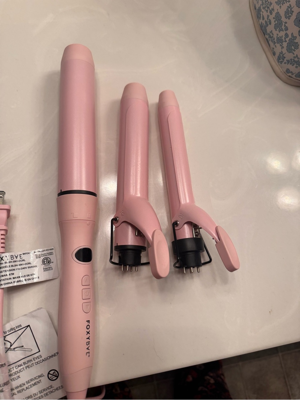 FOXYBAE Pink Interchangeable Curling Wand Set for Women